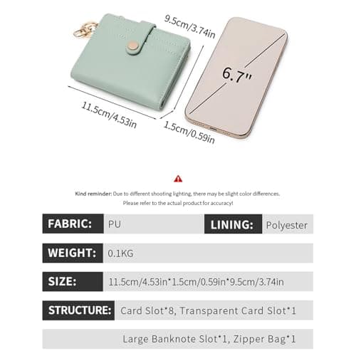 Wallet For Women Slim Bifold Rfid Blocking Credit Card Holder Wallets Zipper Pocket Purse With Id Window (Green One Size) — view 6
