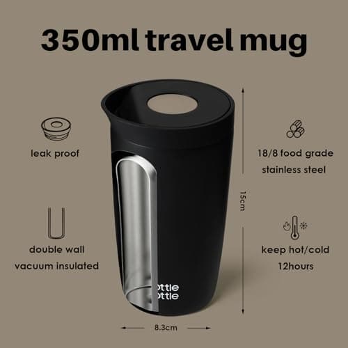 BOTTLE BOTTLE Travel Mug (Black, 350, Milliliters) — view 3