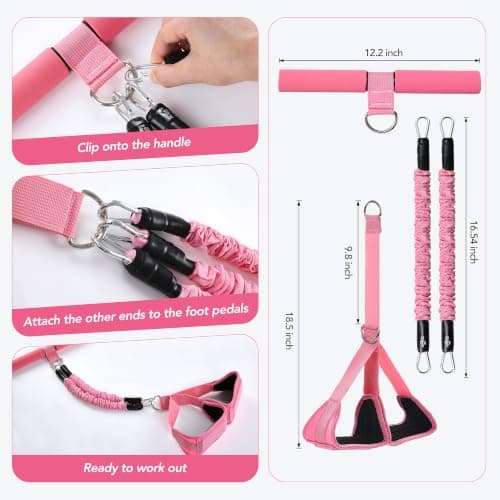 ALongSong Pedal Resistance Band with Handle 30-108LBS, Wider Foot Straps, Adjustable Length&Resistance,Storage Bag Home Gym Travel Workout Use for Full-Body Fitness Pilates Equipment Women Men — view 4