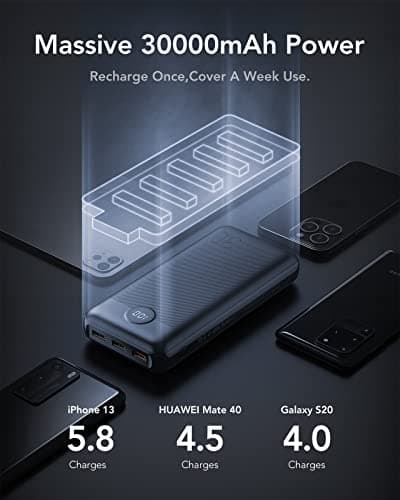 VEGER 30000mAh Portable Charger, 20W PD 18W QC 3.0 Fast Charging — view 2