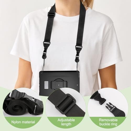 1 Pack Adjustable Shoulder Strap with Quick Release Buckles, Comfortable Non-Slip Neck Lanyard Strap for Tablet, Camera, Binoculars, Laptop Bag, Handbag, Luggage – Durable Nylon, Black, Medium Length — view 3