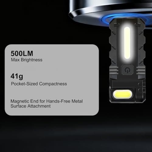 Aolso Rechargeable Torch, 500 Lumens Super Bright EDC Small Torch with Magnetic Base, 180° Rotatable Flashlight, USB-C, Pocket Flashlight for Headlamp Use, Rescue, Camping[Energy Class A] — view 4