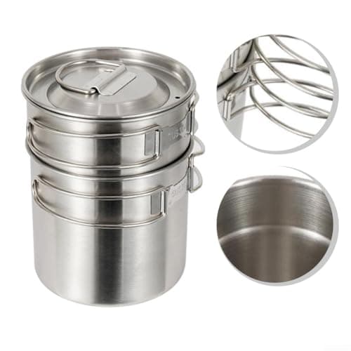 HaloModora Two piece camping pot foldable design made of 304 stainless steel, perfect for travel, mountain climbing, and outdoor cooking use — view 3