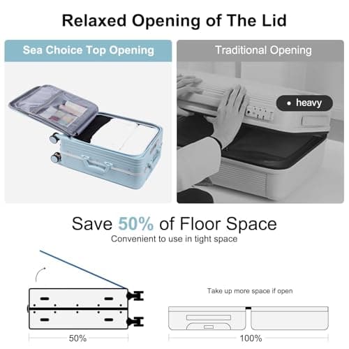 Sea choice Front Opening Luggage Suitcase Laptop Compartment PC Hard Shell Suitcase Top Opening Luggage Suitcase with USB Port Cupholder TSA Lock 4 Wheels — view 4