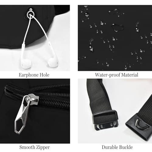 Rosoz Bum Bag, Belt Bag Women's Bum Bag Men's Gifts Sports Waist Bags for Outdoor Travel Running Bicycle, black, Pocket umbrella — view 3