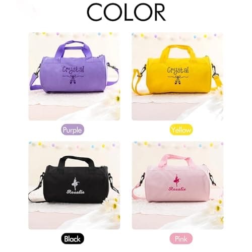 Toddler Dance Bag for Girls, Personalized Travel Bag for Kids, Weekender Duffel Bag, Monogram Ballet Shoes Bag, Child Diaper Bag Gift (Purple) — view 5