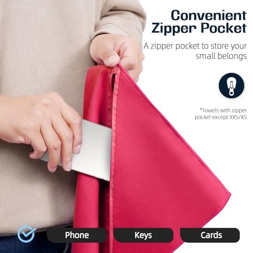 BAGAIL Microfibre Towel - Quick Dry, Super Absorbent, Ultra Light & Compact - Ideal for Camping, Travel & Beach, Swimming Towel, Great for Sports, Gym, Yoga and Backpacking, Red, 120x60cm — view 4