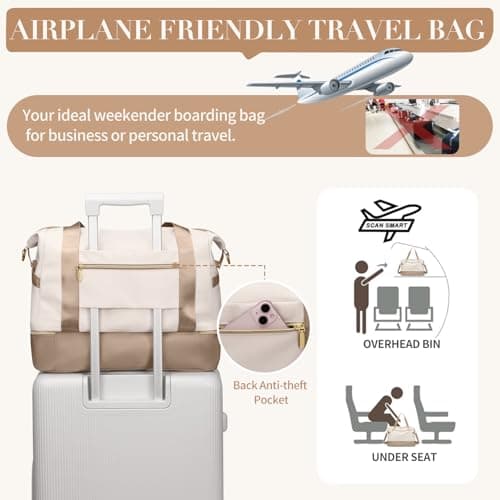VNINE Travel Bag for Women, Weekend Bag, Overnight Bag Carry on Bag Holdalls Travel Bags for Women Gym Waterproof Weekender with Wet Pocket and Shoes Compartment Hospital Bag — view 5