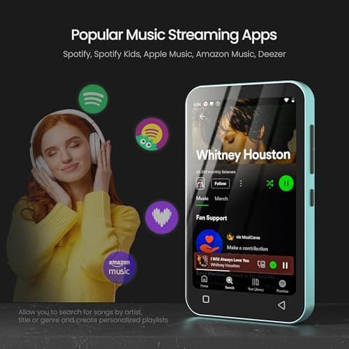 TIMMKOO 16GB Kids MP3 Player with Bluetooth and WiFi, Parental Controls, 4" Music Player with Spotify, Audible Up to 1TB （Teal） — view 3