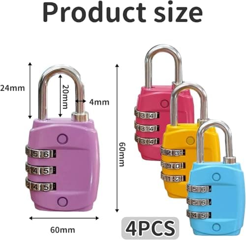 4-Piece Travel Luggage Locks Set, Compact & Secure Padlocks for Suitcases, Backpacks, and Lockers — view 2