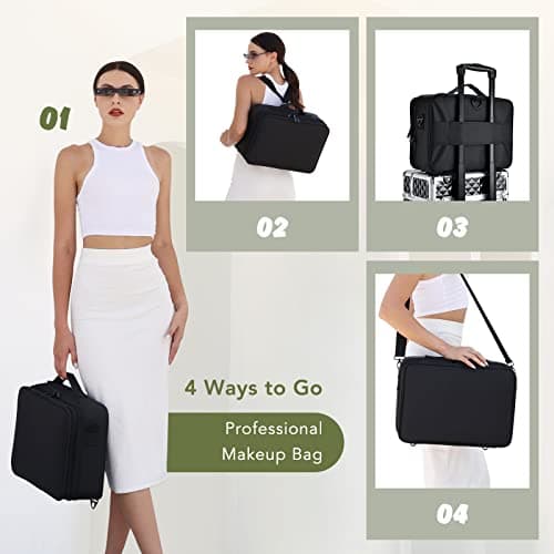 Large Oxford Fabric Professional Makeup Bag with Removable Back Strap — view 5