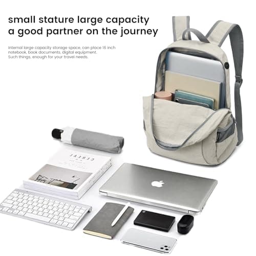 G4Free 20L Foldable Backpack Lightweight, Small Waterproof Backpacks Rucksack for Women Men, Nylon Daypack for Walking Hiking Travelling, Beige — view 3