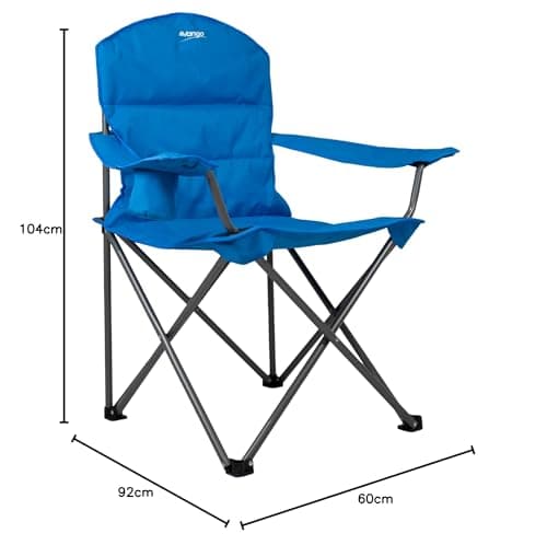Vango Goliath X-Large Padded Camping Chair for Adults [Amazon Exclusive], Extra Wide Seat with Insulated Drinks Holder, Folding Garden Chair for Outdoors, Fishing, Beach, Blue — view 2