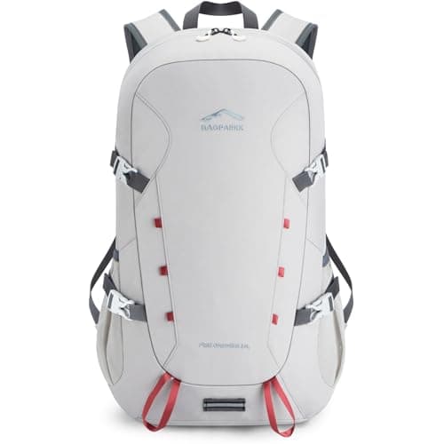 BAGPARKK 35L Lightweight Packable Travel Hiking Backpack Daypack,Water Resistant Camping Daypack (Light Gray)