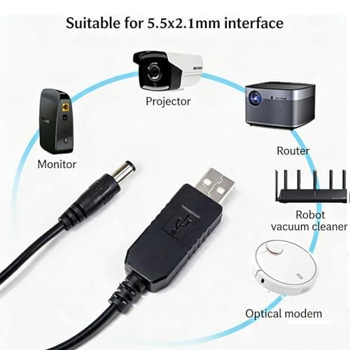 2PCS USB to DC Adapter,5V to 12V Boost Cable,USB Power Step-up Converter,Small 5V to 12V Boost Converter,Boost Cable,DC 5.5 * 2.1mm Base Plug,1m — view 6