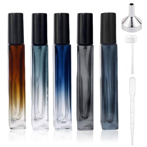 Aieino 5PCS 10ml Travel Perfume Atomiser Refillable Leakproof Glass Bottle