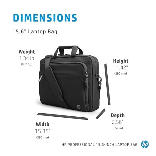HP Professional 15.6 inch (39 cm) TopLoad Briefcase Messenger Bag for Laptop/Chromebook/Mac, RFID, Suitcase Pass-Through - Grey — view 4