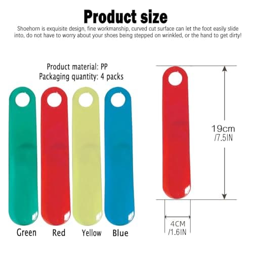 Travel Shoe Horn Horns Chausse Pied for Men Women Seniors, 4 Pack Colorful — view 6