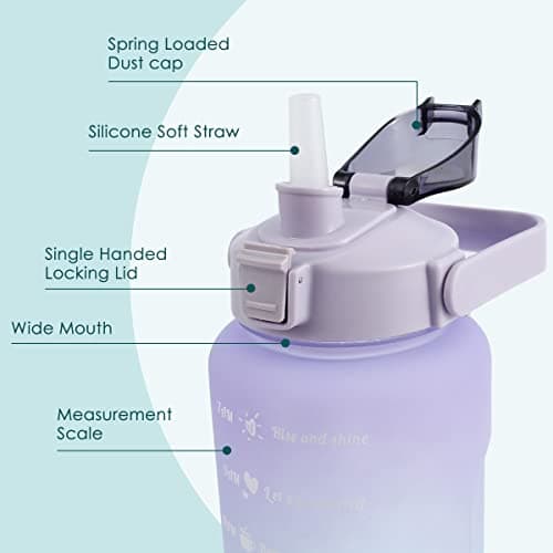 Water Bottle, 2L Motivational Fitness Sports Water Bottle with Straw&Time Maker, BPA-Free Leak-proof Sports Water Bottle Portable Drink Bottle Drink Jug for Gym/Running/Cycling/School/Office (purple) — view 2