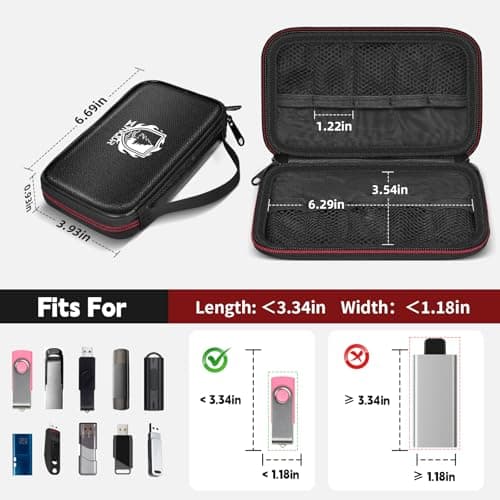 Zynqur Fireproof Flash Drive Case, 10 XL Slots for Office and Trave, Black — view 2