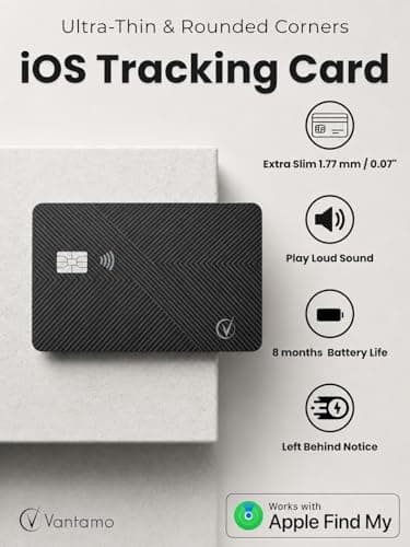 Vantamo Ultra-Thin Wallet Tracker, Apple MFi Certified, IP68 Waterproof Bluetooth Tracker for Wallet & Passport, Work with Apple Find My, Wireless Charging, iOS Only — view 3