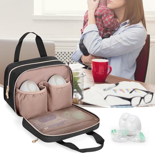 Damero Breast Pump Storage Bag for Hand-Free Wearable Breast Pumps, Black — view 2