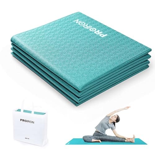 PROIRON Foldable Yoga Mat 4mm, Portable Folding Exercise Mat for Travel, Non Slip Yoga Matt for Women, Excercise Mat for Gym Home, Pilates, Workout, Fitness, Stretching, Lightweight & Small