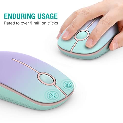 Seenda Wireless Mouse, Silent with 2.4G USB Receiver, Mint-Purple Gradient — view 3