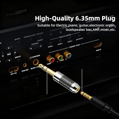 okcsc 6.35mm to 4.4mm Audio Adapter, High-Fidelity Sound Converter，24K Gold-Plated Copper Plug with Carbon Fiber & Chrome Shell, Compatible with Guitars/Microphones/Mixers/Amplifiers/Headphones — view 6