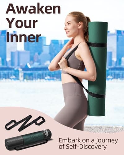 YOTTOY Yoga Mat, 72"x 32"x1/3" Wide Non-Slip Exercise Fitness Yoga Mats,Eco-Friendly TPE Exercise Mats for Women Men Home Workout with Strap Bag (Green, 183 * 80cm*8mm) — view 6