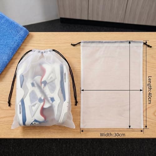 Aieino 10pcs Shoe Bags for Travel Clear 30x40cm Waterproof Drawstring Bag — view 5