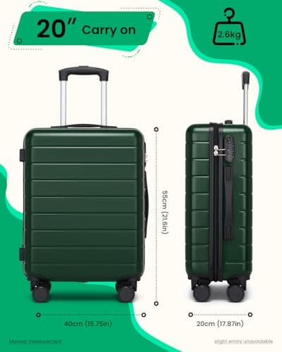 Shavont 20 Inch Cabin Suitcase 55x40x20cm Carry on Hardshell Luggage(Green) — view 4