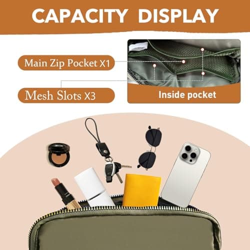 JENCVNL Belt Bag for Women Men, Fashion Bumbags for Ladies Small Crossbody Bags Fanny Pack Lightweight Waist Pack with Adjustable Strap for Running Hiking Workout Traveling (Khaki Green) — view 5