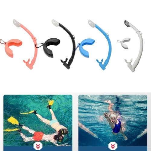 Snorkel Tube Dry Top Valve 2-in-1 Foldable Silicone Breathing Tube with Storage Box for Snorkeling Scuba Diving Swimming Adults Kids Black White Pink Blue(White) — view 2