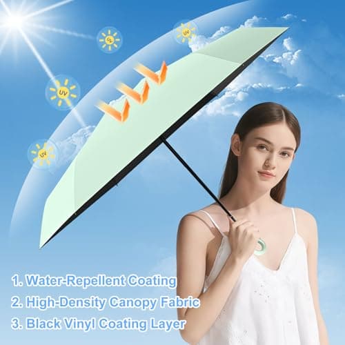 HCQC Mini Sun Umbrella with Ring Handle – UPF 50+ UV Protection 99.9%, Compact Travel Umbrella for Purse & Backpack, Lightweight Small Portable, Rain & Sun for Women Men Kids (Purple) — view 6