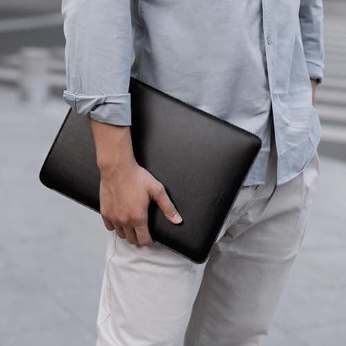 Comfyable Laptop Sleeve 14 Inch Precisely Compatible with MacBook Pro M5 A3426 A3427 M4 M3 M2 M1 Pro/Max 2026-2021, Faux Leather Cover Case 14 in, Black — view 6