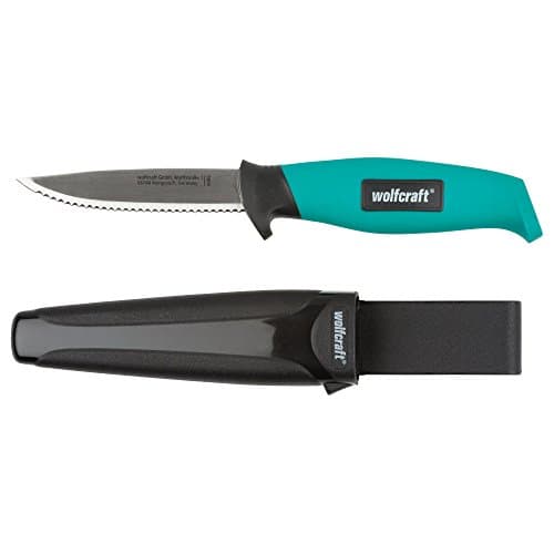 Wolfcraft Outdoor Knife - Serrated 95 mm Stainless Steel Blade with Sheath