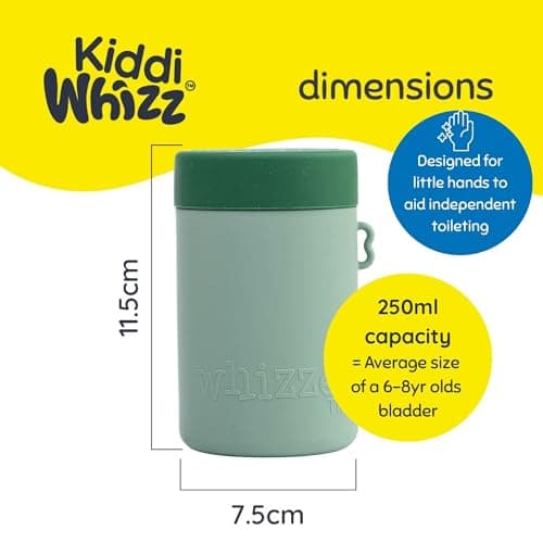 KIDDIWHIZZ Portable Toilet/Travel Potty Holiday Essentials for Kids - Ideal for Potty Training, Camping, Car Journeys & Travel - Unisex Silicone Pee Bottle - Portable & Leakproof - 250ml (Green) — view 5