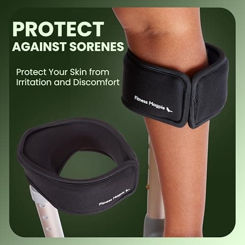 Fitness Magpie Neoprene Crutch Arm Cuff Covers – Comfortable Anti Slip Crutches Handle Pads – Pair of Black Cushion Crutches Arm Cuff Covers for Walking Sticks UK — view 4