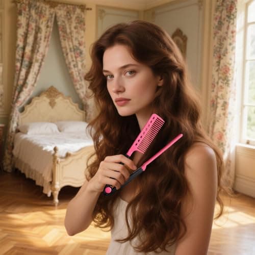 Heat-resistant V Hair Styling Comb, 2 Pieces V Shaped Hair Straightening Comb For Flat Iron, Hairdressing Grooming Combs, Professional Brush Supplies For Home Travel Dating Holiday Road Trip — view 5