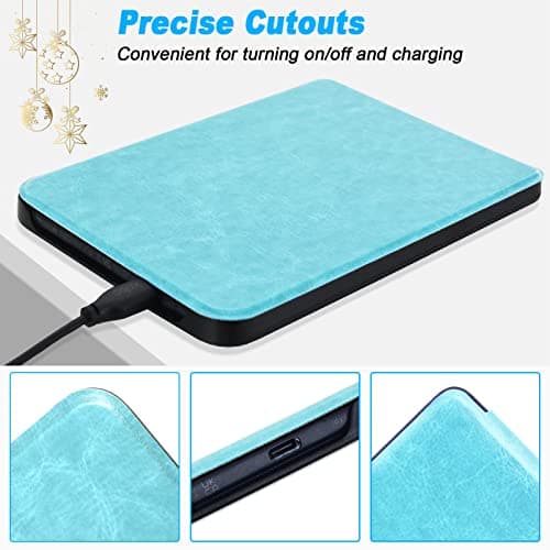 DMLuna Case for Kobo Clara Colour/Clara BW/Clara 2E 6"eReader, Ultra Slim Lightweight Folio Premium PU Leather Protective Cover with Auto Sleep/Wake Function, Sky Blue — view 5