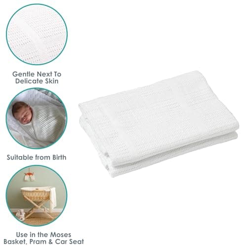 Clair de Lune Soft Cotton Cellular Baby Shawl Blanket 70 x 90 cm (White) — view 3