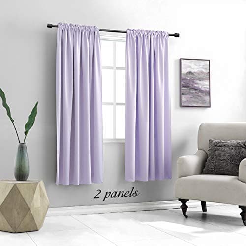 DONREN Lavender Purple Blackout Room Darkening Curtains for Kitchen - Window Treatment Rod Pocket Curtain Drapes for Bedroom(52 W by 63 Inch Length,Set of 2 Panels) — view 2