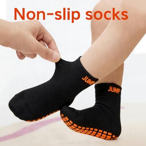 CubePlug Non-Slip Toddler Socks for Boys and Girls – Anti-Skid Grip Ankle Socks with Sticky Bottom for Kids Ages 1-10, Soft & Comfortable Everyday Socks [spo] (Orange S (3-5 years)) — view 2