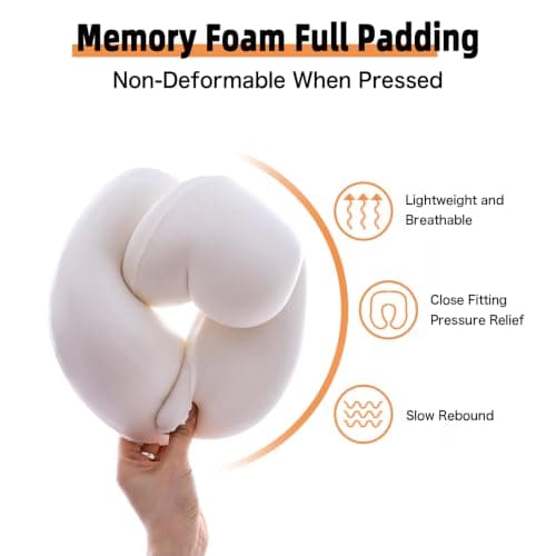 WENGX Travel Pillow Neck Pillow Memory Foam Soft Comfort and Support Travel Flight Neck Pillows,U-shaped Pillow for Sleeping with Storage Bag for Airplane Car Office Home,etc (Green) — view 4