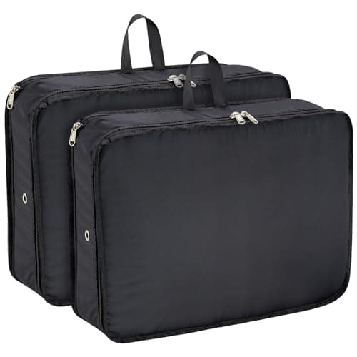 Extra Large Compression Packing Cubes for Travel Essentials, 2 Pack Expandable Travel Cubes for Packing Bags Suitcase Organizer, Black