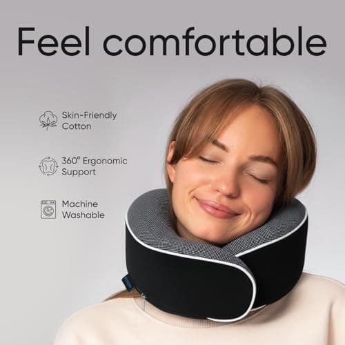 Proglobe Neck Pillow for Travel, Memory Foam, Long Haul Flights, Black — view 2