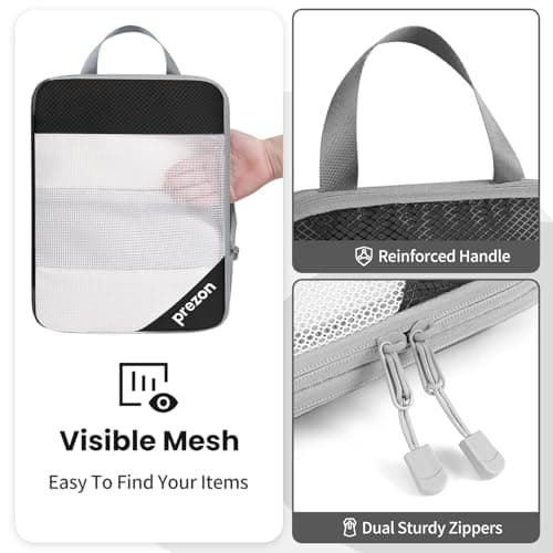 Prezon Versatile 6-Set Compression Hollow Packing Cubes, Full Open Visible Design, Space-Saving and Lightweight, Customized Cationic Material, Portable and Durable Luggage Organizer, Black — view 4