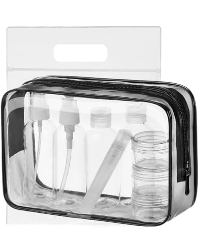 MOCOCITO Toiletry Bag Women & Men | Clear Toiletry Bag Set with 8 Bottles(max.3.4oz/100ml) 1 Flight Security Liquid Bag(20cm x 20cm) Approved by EU & UK Hand Luggage Regulations