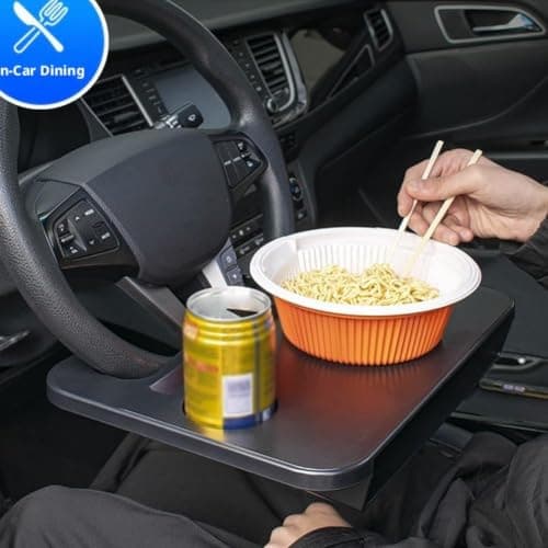 Car Steering Wheel Desk Tray with Seat Organizer, 2-in-1 Portable Laptop Stand for Eating & Working, Universal Vehicle Accessory for Road Trips, Commuting, and Remote Work — view 4